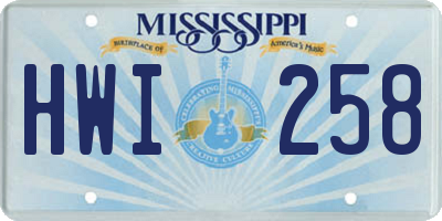 MS license plate HWI258