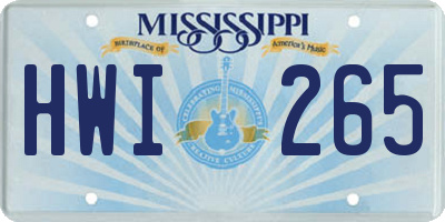MS license plate HWI265