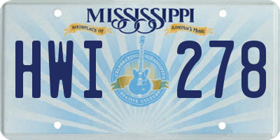 MS license plate HWI278
