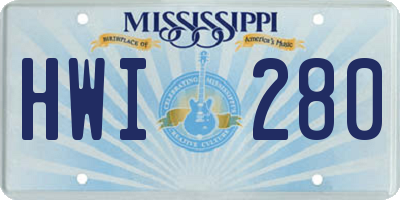 MS license plate HWI280
