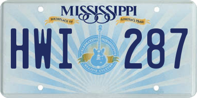 MS license plate HWI287