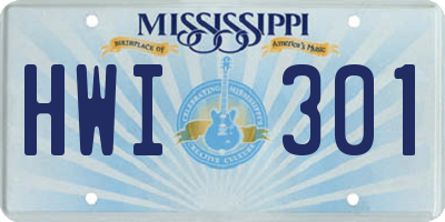 MS license plate HWI301