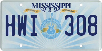 MS license plate HWI308