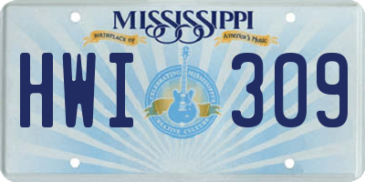 MS license plate HWI309