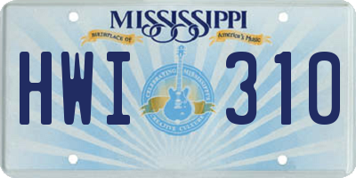MS license plate HWI310