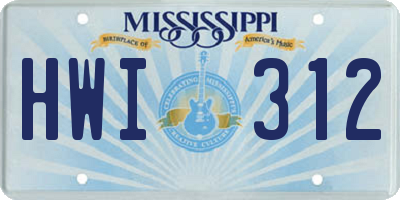 MS license plate HWI312