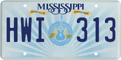 MS license plate HWI313