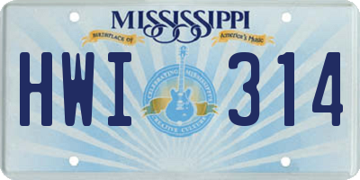MS license plate HWI314