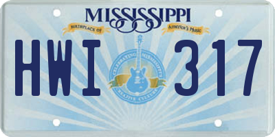 MS license plate HWI317
