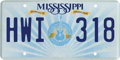 MS license plate HWI318