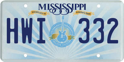 MS license plate HWI332