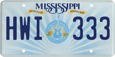 MS license plate HWI333