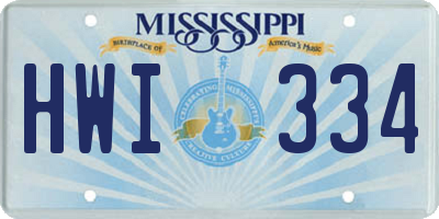 MS license plate HWI334