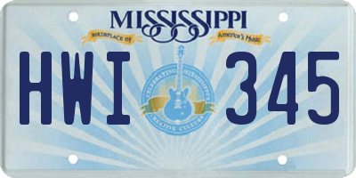 MS license plate HWI345