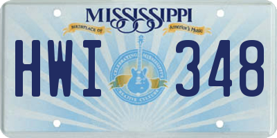 MS license plate HWI348