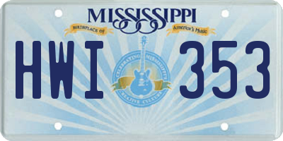 MS license plate HWI353