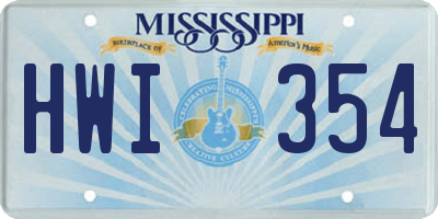 MS license plate HWI354