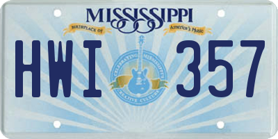 MS license plate HWI357