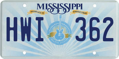 MS license plate HWI362