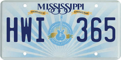 MS license plate HWI365