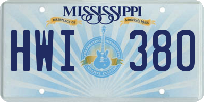 MS license plate HWI380