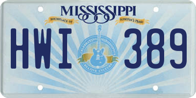 MS license plate HWI389
