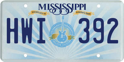 MS license plate HWI392