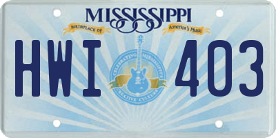 MS license plate HWI403