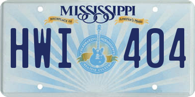 MS license plate HWI404