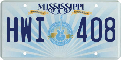 MS license plate HWI408