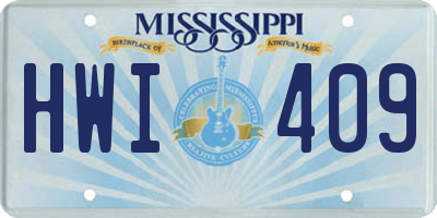 MS license plate HWI409