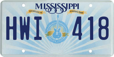 MS license plate HWI418