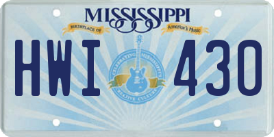 MS license plate HWI430