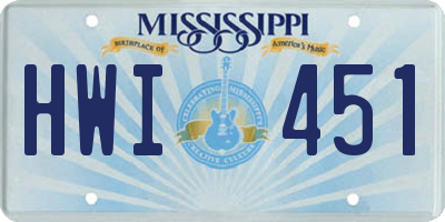 MS license plate HWI451