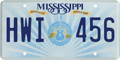 MS license plate HWI456