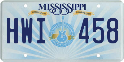 MS license plate HWI458