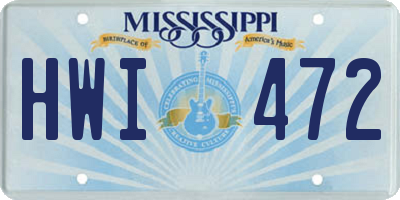MS license plate HWI472