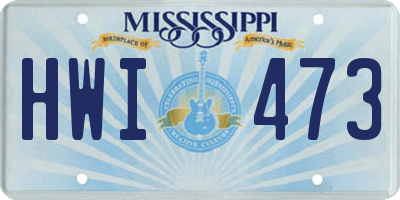 MS license plate HWI473