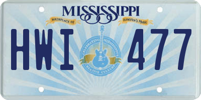 MS license plate HWI477