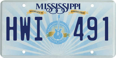 MS license plate HWI491