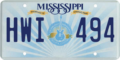 MS license plate HWI494