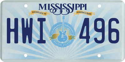 MS license plate HWI496