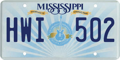 MS license plate HWI502