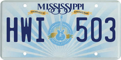 MS license plate HWI503