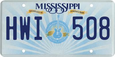 MS license plate HWI508