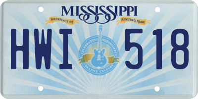MS license plate HWI518