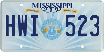 MS license plate HWI523