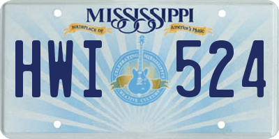 MS license plate HWI524