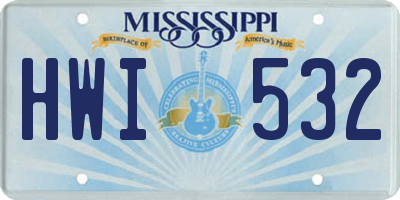 MS license plate HWI532