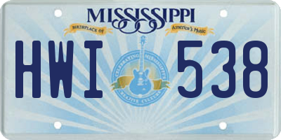 MS license plate HWI538